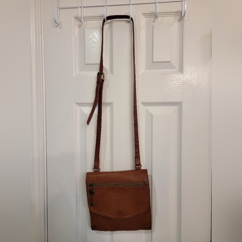 FOSSIL Organizer Crossbody Brown Leather Bag